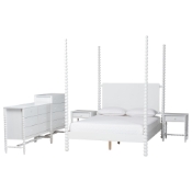Baxton Studio Cherene 5-Piece Bedroom Set, White, Queen